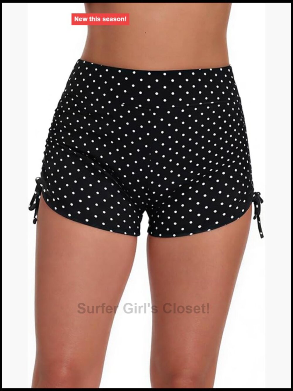 High Waisted Swim Board Shorts Tummy Control Side Drawstring